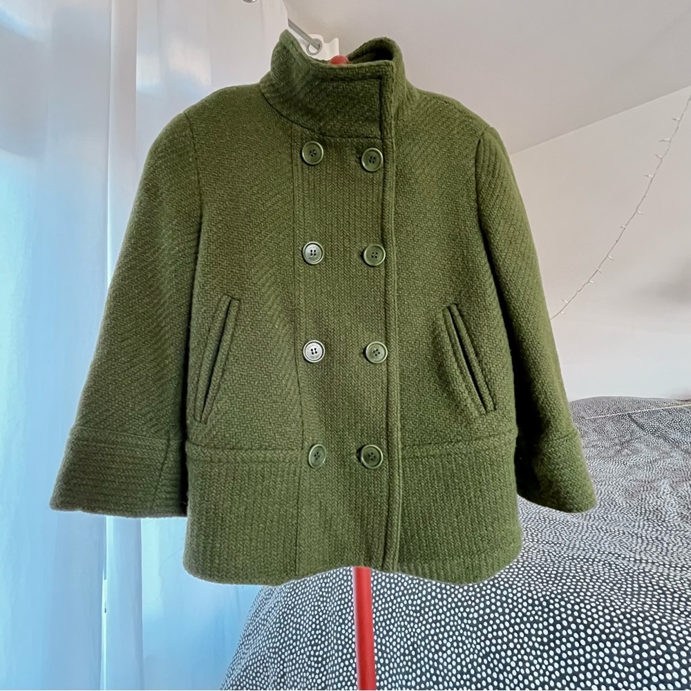Talbots wool blend funnel neck or open lapel double-breasted fitted jacket. 8P.